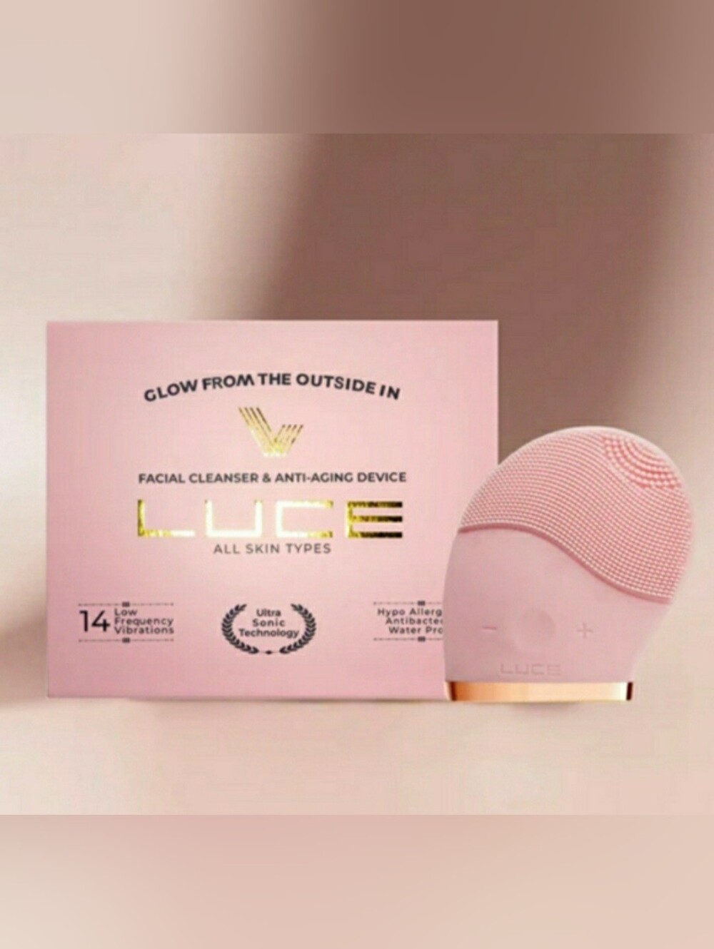 LUCE Facial Cleanser & Anti-Aging Device - Pink